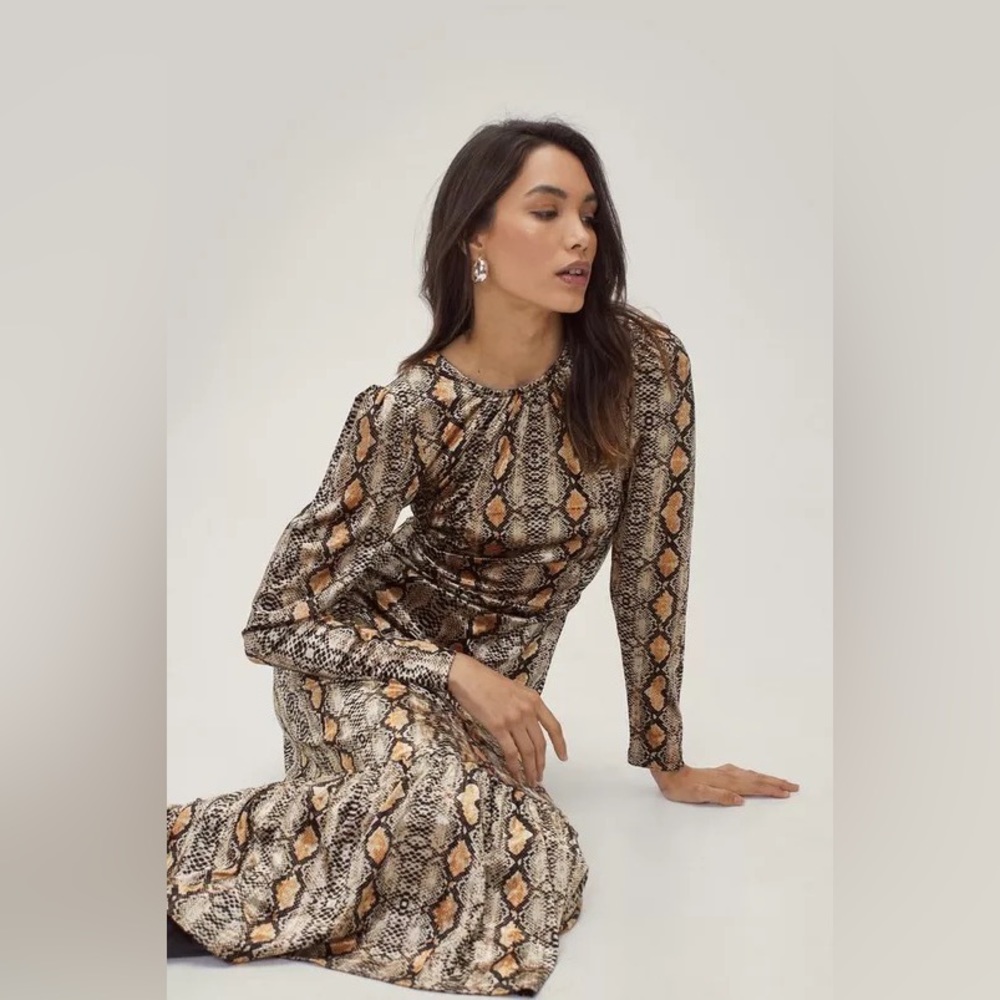 Velvet Snakeskin Long-sleeve Dress - Tags On
